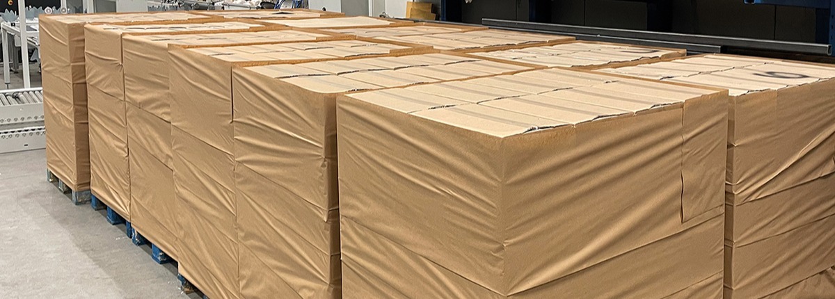 Paletten in PaperWrap plastikfrei gewickelt